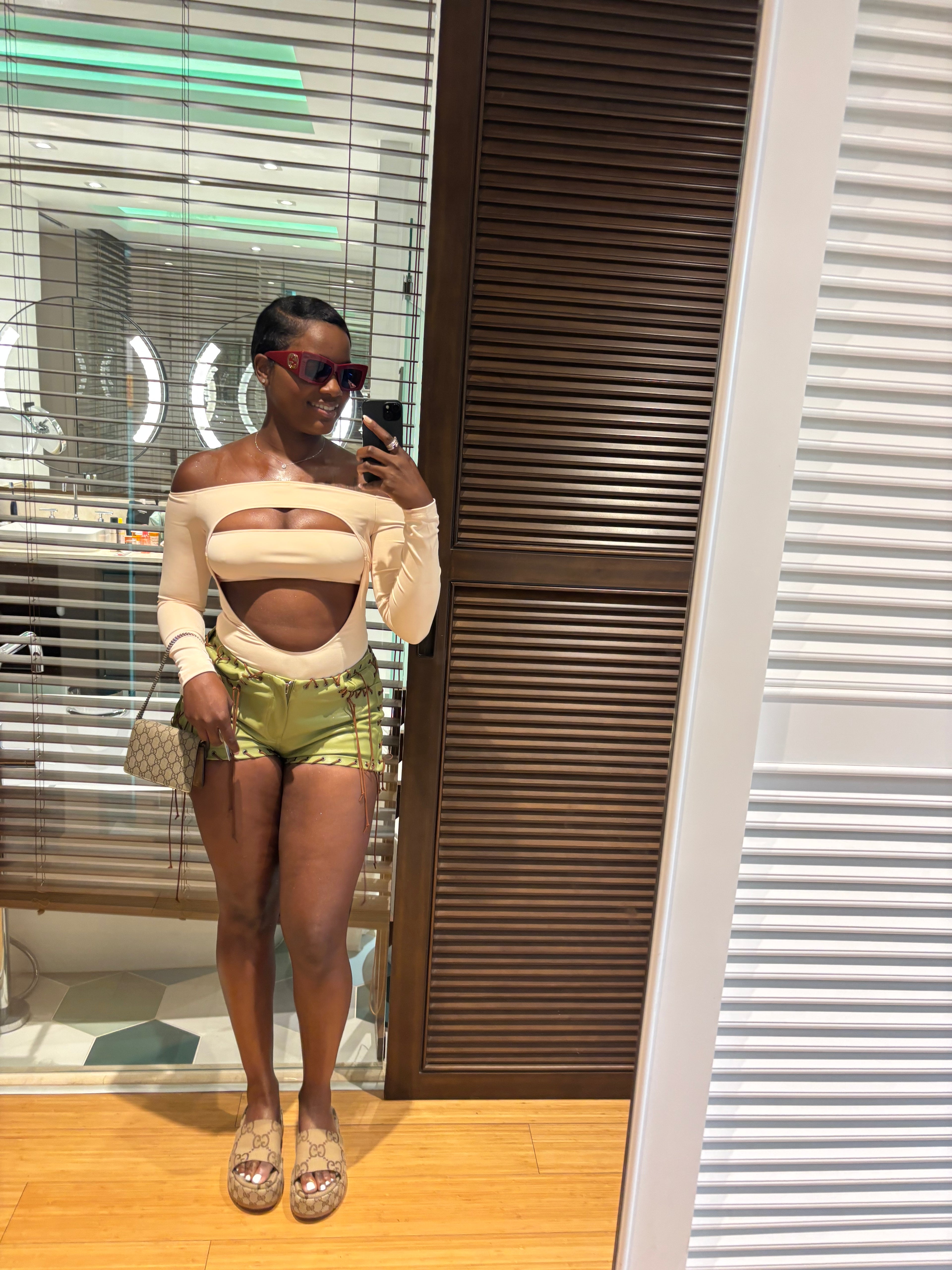 Soft glow cut-out bodysuit