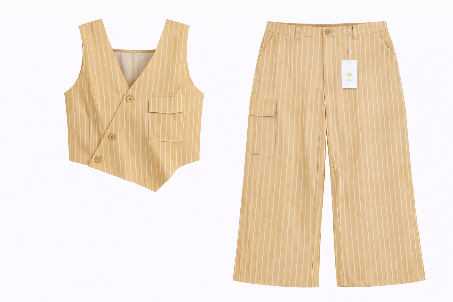 Golden hour striped vest and pant set