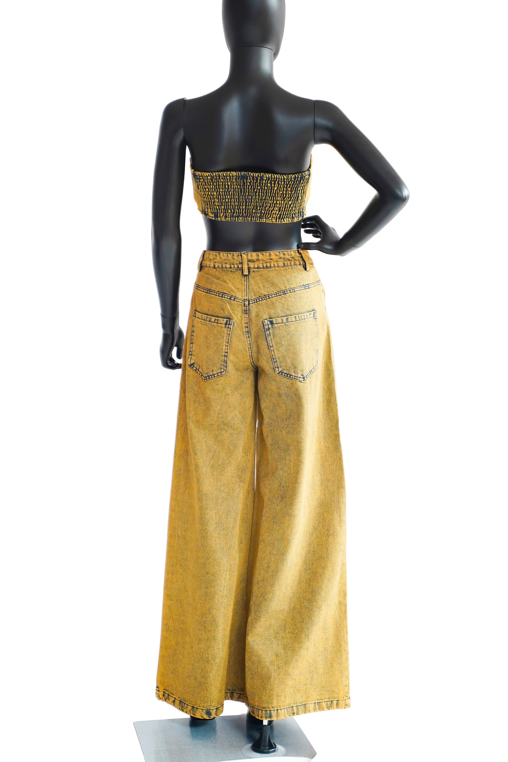 Free Form Denim Wash Pant Set