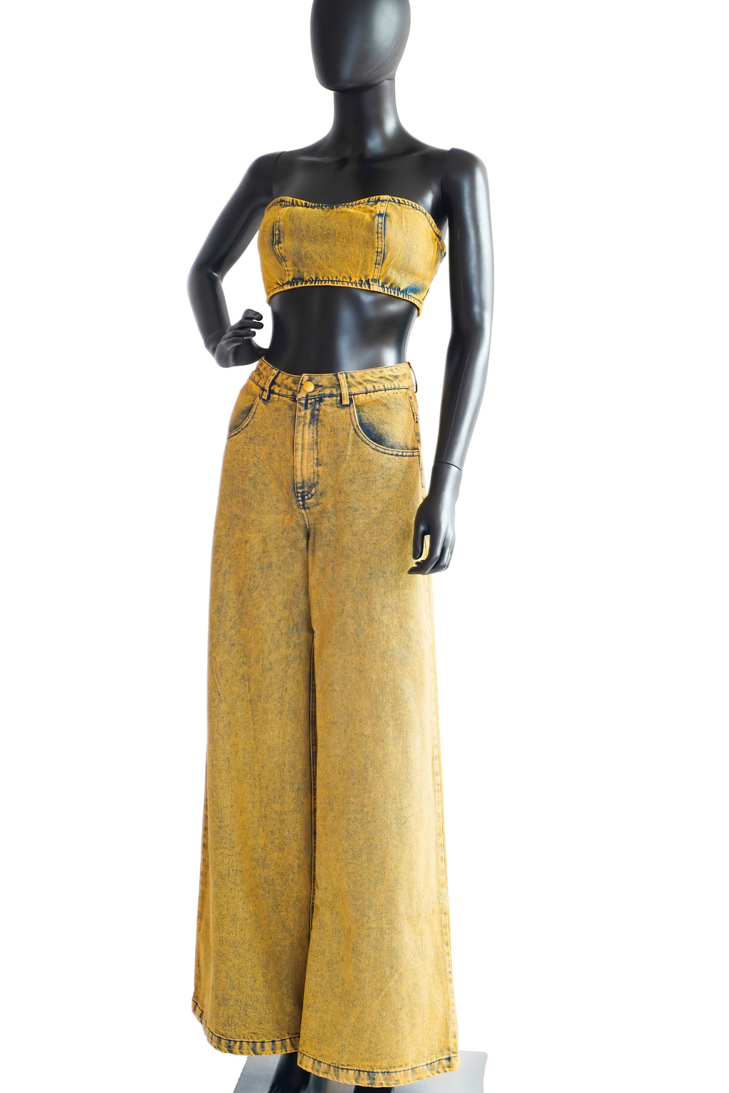 Free Form Denim Wash Pant Set