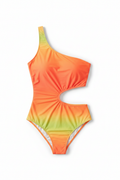 Mango Drip Cutout One-Piece - Front View