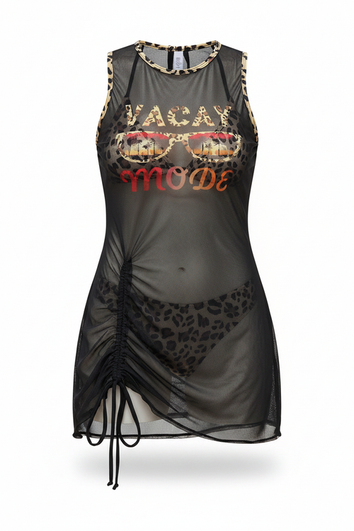 Cheetah Chic Beach Set - Mesh Dress Ghost