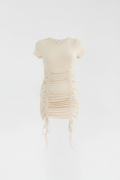 Gathered & Glam Ruched Mini Dress - Front Ghost