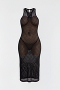 Net Worth Crochet Midi Dress - Black Front Ghost
