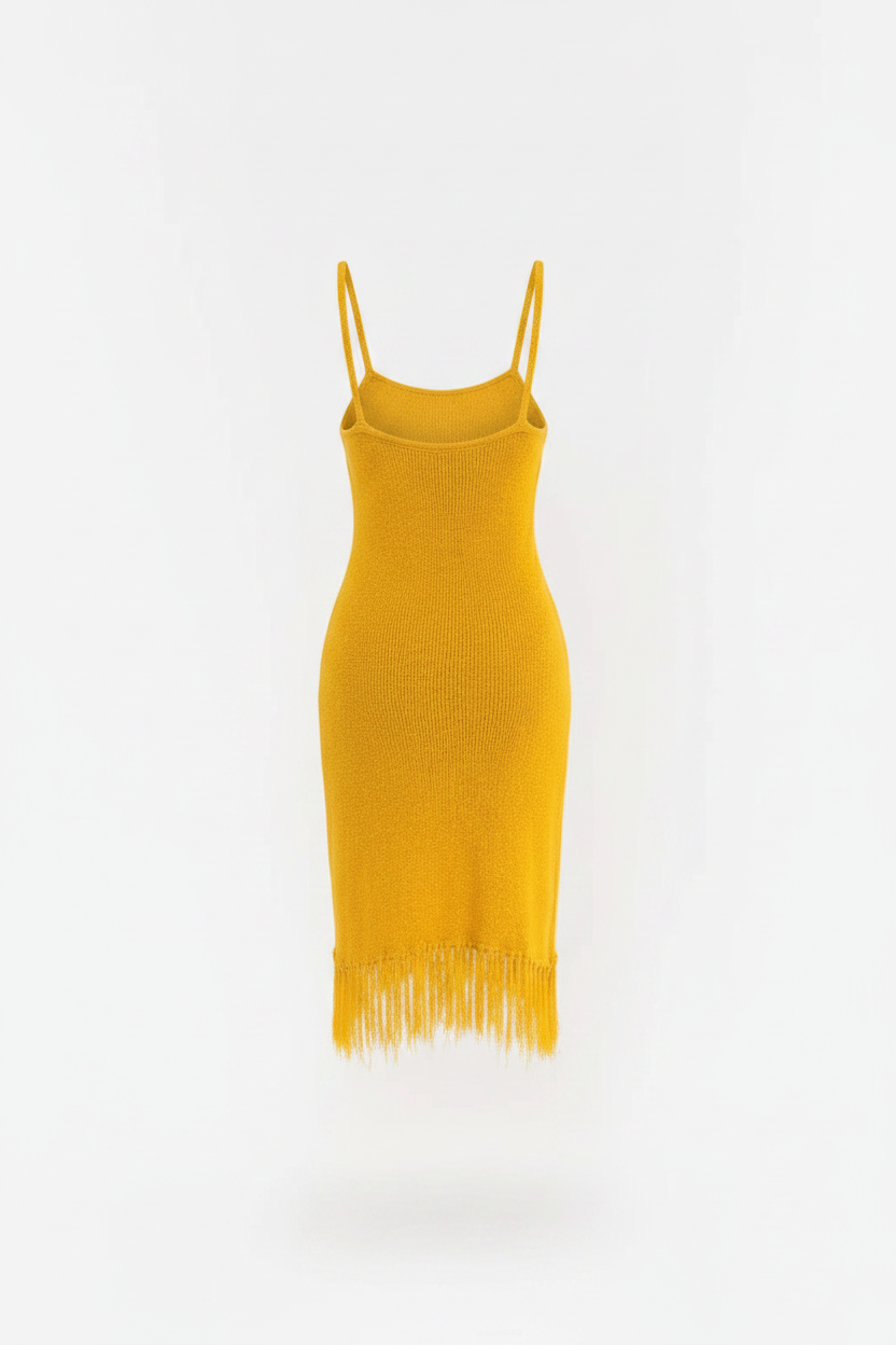 Showstopper Fringe Dress - Back Ghost