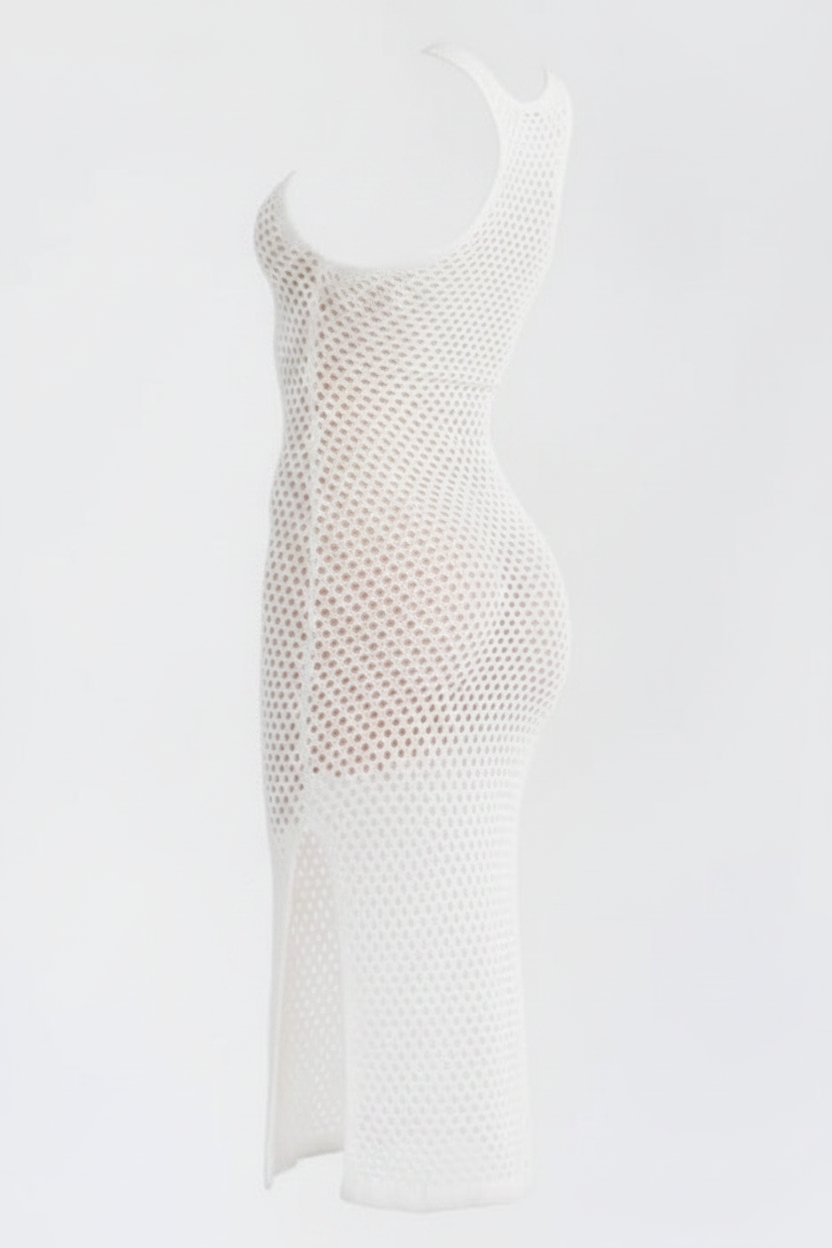 Net Worth Crochet Midi Dress - White Side Ghost