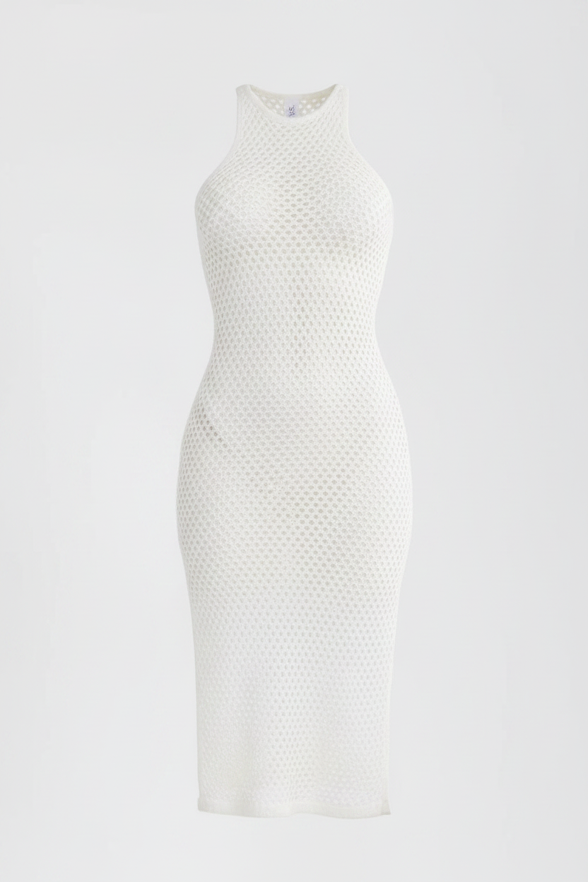 Net Worth Crochet Midi Dress - White Front Ghost