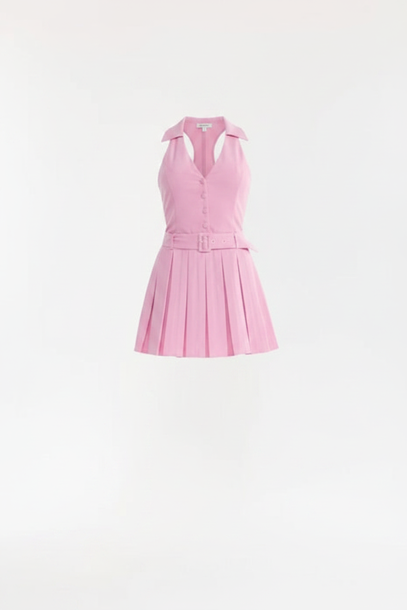 Pleated Tennis Dress - Pink Front Ghost