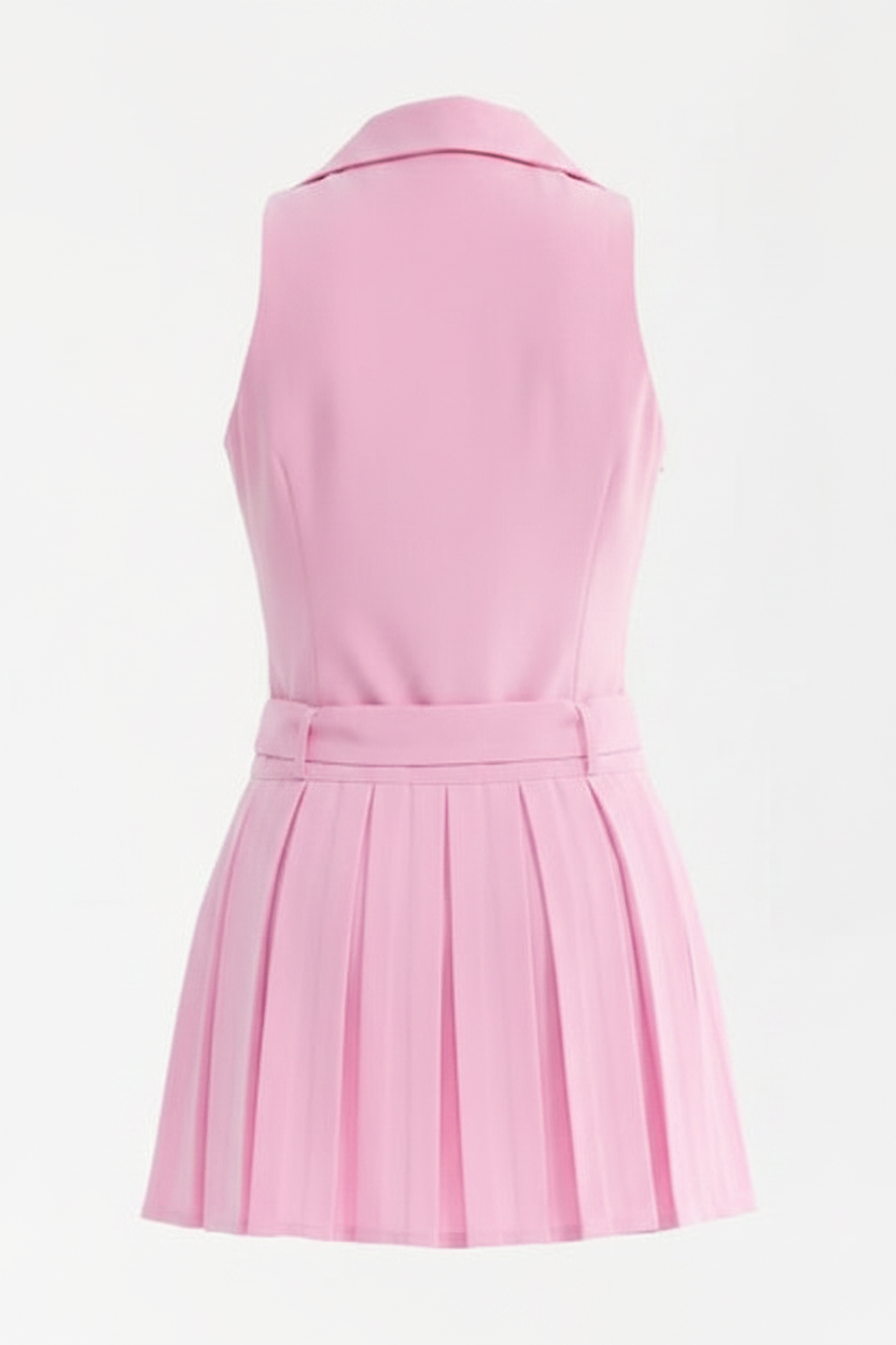 Pleated Tennis Dress - Pink Back Ghost