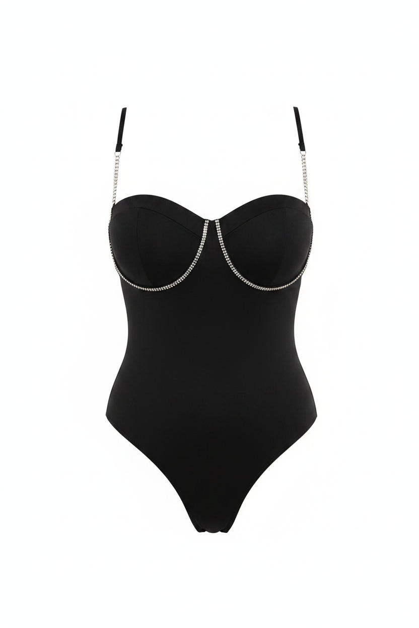 Diamond Strap Bustier Bodysuit - Ghost