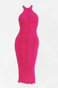 Wave Check Bodycon Dress - Front Ghost